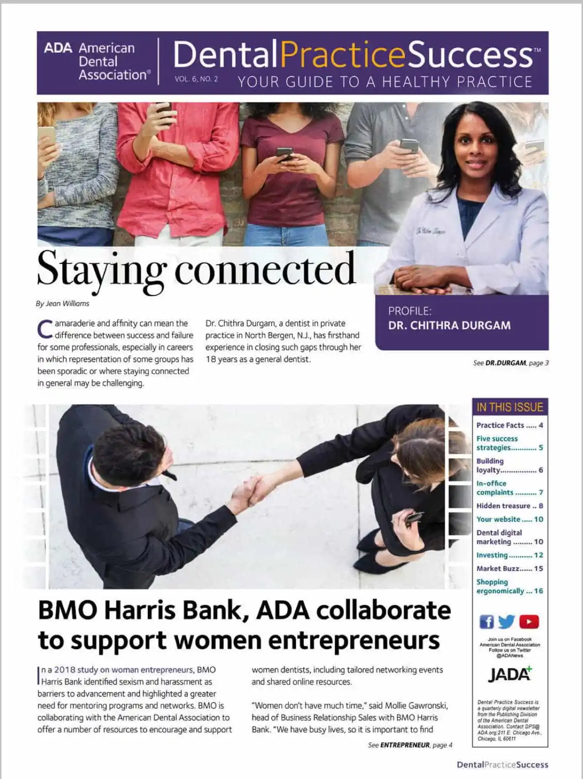 Dr Chithra Durgam featured in the American Dental Association Dental Practice Success-resized