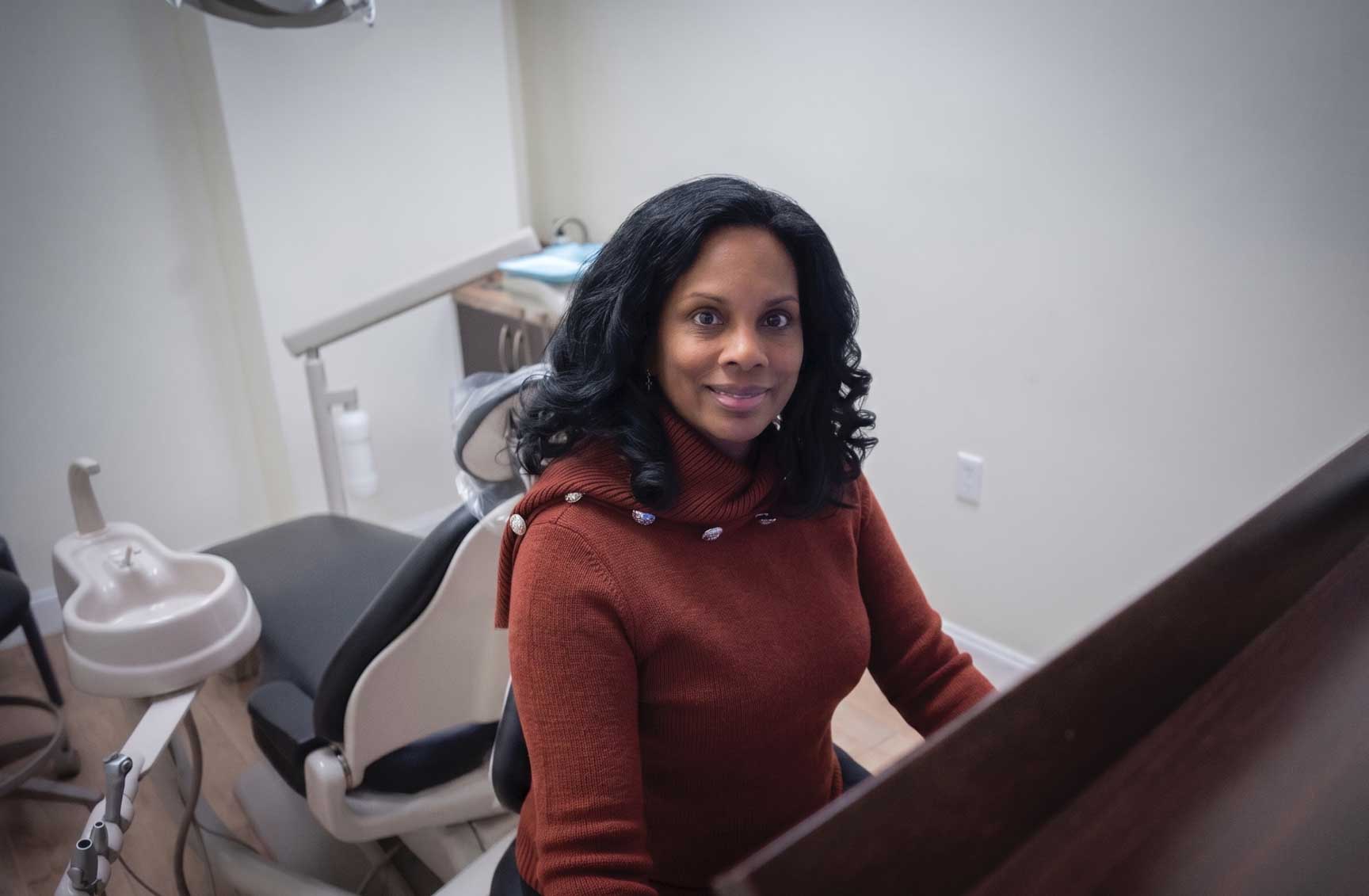 Dr. Chithra Durgam at Aesthetic Dental in Hudson County, New Jersey reviewing a smile consultation